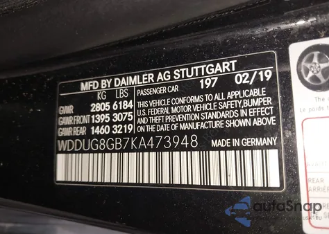 2019 Mercedes-Benz S 560 4Matic z USA, uszkodzony, nr VIN WDDUG8GB7KA473948